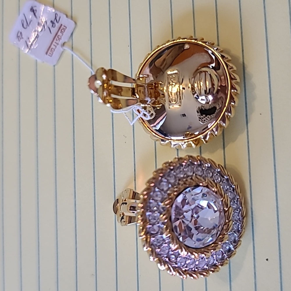 NWTS! Vintage 1985 SWAROVSKI SAL Gold Plated Over Rhodium Exquisite Clip On Ears - Picture 6 of 8